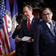 Rep. Adam Schiff (D-CA) and Rep. Jerry Nadler (D-NY) depart a press conference after the Senate adjourned for the day during the Senate impeachment trial at the U.S. Capitol on January 28, 2020 in Washington, DC.